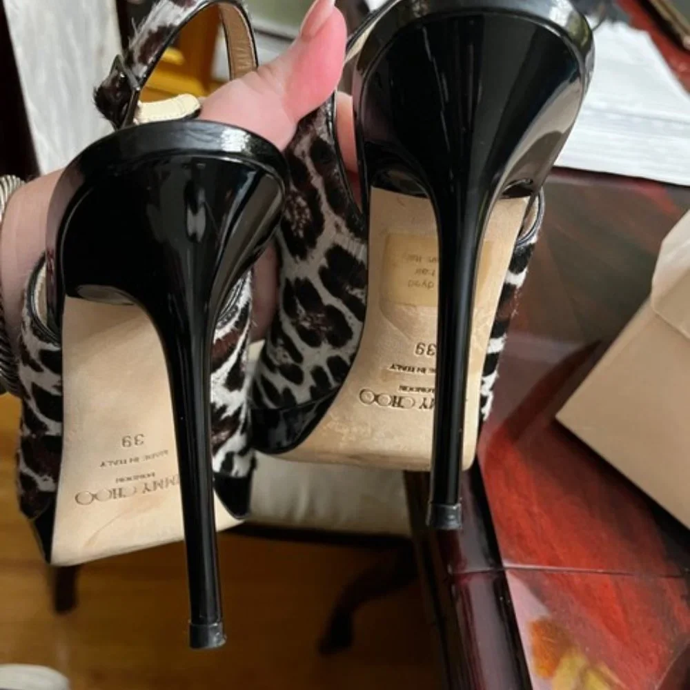 Jimmy Choo Leopard Print Nova Platforms Slingbacks size 39 - Picture 7 of 10